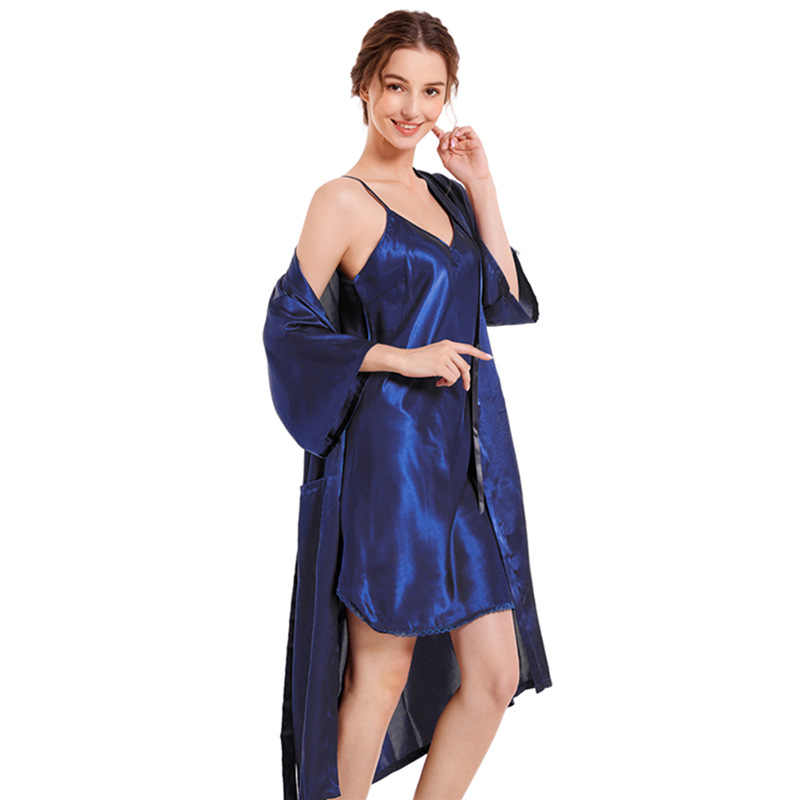 Silk Night Dresses for Women 2 Piece Set